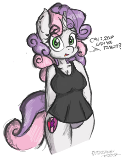 flutterthrash:  “Sweetie Belle” Something really quick :p -&gt; Commissions? : http://fav.me/d9a19bn -&gt; Follow me on Tumblr (NSFW), deviantART, Facebook and Picarto.tv    always~ &lt; |D’‘‘