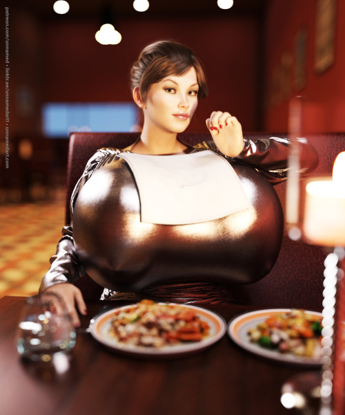 unnamed47:  Vanessa Eating for More than OneHey you wanted to have dinner with me and now I’m here. You can’t really be so oblivious to not know I’m pregnant right? I DO have to eat for two so don’t cry about the bill, but… I might be little
