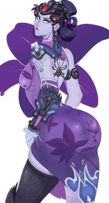 zeromomentaii:    Commission for @unseriousguy  Widowmaker in her “Black Lilly” skin, showing off her best assets.  