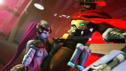 ourtastytexturesstuff:  Letting his lady company wear his hat during sex seems like such a McCree thing to do sorry XD Also i apologize for the rude use of watermark. Why? A lot of SFM artists who make Overwatch porn are basically cast aside for their