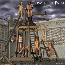 Never fear DAVO is here! Back in action with another great restraint set complete with poses et all for Poser! The perfect product to complete your torture scenes!  The  Tower of Pain takes your perilous artwork to new heights, literally.   The Tower