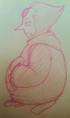 brittlegem:  quick little doodle of a pearl in a big hoodie