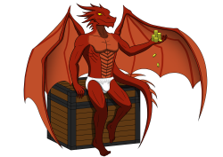 Cast your eyes upon Smaug in his youth, enjoying his newfound gold (and sense of underwear fashion, I mean damn, look at him rock those whities)  (Enjoy, I&rsquo;ll be gone for a longer time this round because of things to do)
