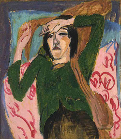 artist-kirchner: Woman in a Green Blouse by Ernst Ludwig Kirchner Size: 80.3x70.2 cmMedium: oil on canvas