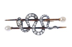 carolathhabsburg: A 1880s diamond and cultured pearl snake brooch. For victorians, snakes were symbol of eternal love. 