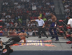 wcwrasslin: This Day in WCW History: Karl Malone becomes the latest sports star to jump into the squared circle when he teams with DDP to face-off against Hulk Hogan and the Chicago Bulls’ controversial Dennis Rodman. Malone surprises by giving Hogan