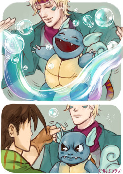 rynisyou:  Caesar and Wartortle. Based on this post of how Caesar is a Wartortle by nuncaeslupus Last sketch for 2013, see you in 2014~ 