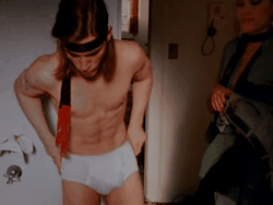freshpups-and-t-dubs: Joe Dallesandro taking off his pants and underwear in Trash – part 3.