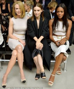 thisisreallypretty:  Nicole Kidman, Rooney Mara and Naomie Harris sat front and centre at the Calvin Klein show during New York Fashion Week Spring 2014. September 12, 2013. 