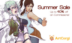 Its still summer right? Doing a sale of sorts, dropped my commission prices for a bit.I&rsquo;m doing it through artcorgi, its a great site and you should definitely check it out. Also if you can reblog this it would really help me out. Clicking the image