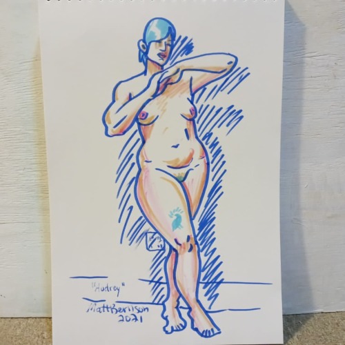 Zoom life drawing!  3 minute to 7 minute poses  Thanks Audrey @audrey.posing For modeling  Markers 12&quot;x18&quot; paper . . . . . . . . #artistsofmassachusetts #paintersofig #paintersofinstagram #markers #lifedrawing #figuredrawing  #portraitpainter