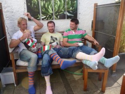 bootslaveboyusa:  bootslaveboyusa:  The blond in the blue and orange striped socks is HOT!  Where can I get a pair of soccer socks like the ones the blond has on?  The blue ones with the orange &amp; white stripes?  I’m thinking this is a pic from