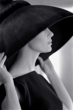   Model Jean Newington wearing a Yves Saint Laurent hat, 1962. Photo by Jerry Schatzberg       