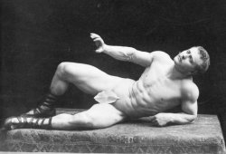 vintagehandsomemen:  Mr. Sandow was one of the first vintage men to cause that stirring in the loins. I love the line of his torso leading into his hips here.