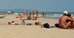 Nude a beach exercise.