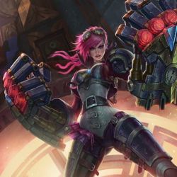zeronis-art:  VI Splash that I worked on. First and only. Maybe one day I will do more splash! #art #scifi #fantasy #anime #league #leagueoflegends #vi #hextech #punk #steampunk #pinkhair #sexy