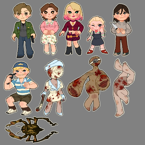 cherinoix:As promised, here’s Silent Hill 2 DeSpooked!  SH2 is my favorite game in the series, so it was difficult to not draw every single monster and face, haha! You can watch the process of these cuties below! I think I’m gonna shift to Resident