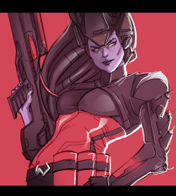 ammosart:  Tonight I finished up Widowmaker.  Love that Overwatch style! 