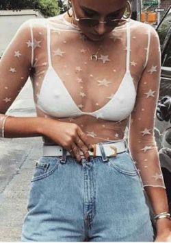 shez-a-bitch: Star Mesh See-Through T-Shirt without Necklace Get this two piece dress with 50% OFF + EXTRA 12% OFF COUPON 
