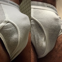 hanesguy05:  Side by side bulge with torquemn. Instant boner when we found out we were both wearing the same kind of Hanes briefs. hottest brief bro on Tumblr.  Hot post from my buddy hanesguy05. Wearing the same briefs