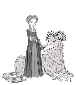 danielkrall:  Sansa Stark, and Lady (the prettiest and most sensitive of all terrifying impossibly enormous pet wolves). 