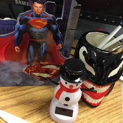 Gifts from my kids and family.. They know me well #dccomics #superman #snowman #gifts #photosbyphelps