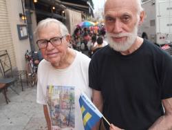micropolisnyc:  Outside the Stonewall Inn, as a crowd was celebrating the Supreme Court’s same-sex marriage ruling, I met Don Russell, 84, and his 100-year-old partner, Charles Schaeffer. These two men have been together for 62 YEARS.  When they started