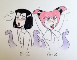 pinupsushi:  Raven: E2 / Jinx: G2  Another 2-fer to end the day.   Night all!