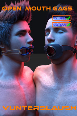 If you’re looking for more bondage gear for your Genesis 3 and 8 Males, Vunter Slaush has you covered! 2 gags for mouth open with 7 materials each. Iray only. Compatible in Daz Studio 4.9 and up!Open Mouth Gagshttps://renderoti.ca/Open-Mouth-Gags
