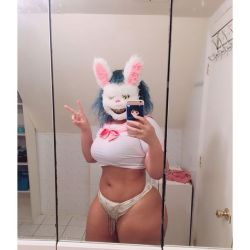 analbleedingpads:  Happy Easter 🐰 busy busy day! I had a sexy easter hope you do too💕  #me #happyeaster #chubbybunny  She&rsquo;s fire