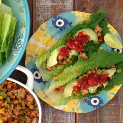 blogilates:  Ummmm can someone say that Taco Tuesdays is in full swing at the Blogilates residence!?? Just made these babies for lunch and my taste buds are dancing!! All you need are lettuce leaves, lean ground turkey, some type of beans (black beans