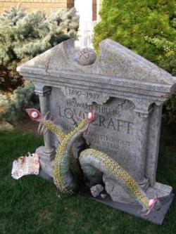 H.P. Lovecraft Headstone http://www.halloweenforum.com/halloween-props/89631-h-p-lovecraft-tombstone-beyond.html  ..but the real one is &ndash; http://boingboing.net/2008/08/23/writer-who-photograp.html :(
