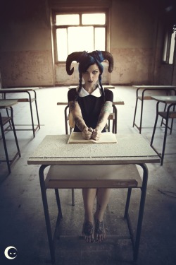 inblackphoto:  bad student.. modella : Riae suicide horns: Pazzesque 
