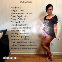 photogdad42:  padmaporn:  Padma! The amateur, gaping, stretching, squirting, wet pussy, porn activist, cock loving, yoga practicing, MILF! http://padmaporn.com   Padma = perfection!  I like infographics like this