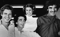 Harrison Ford, Anthony Daniels, Carrie Fisher and Peter Mayhew.