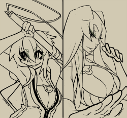 saane:  Wanted to make character portraits for these two. May color this later on after I add more characters!