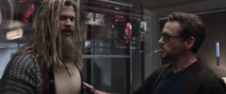 shittymoviedetails:  In this scene in Endgame, Tony calls Thor “Lebowski” which is a nod to the fact that Tony is a complete fucking moron and doesn’t notice that Jeff Bridges plays Obadiah Stane in Iron Man (2008)