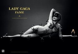 Lady Gaga (born Stefani Joanne Angelina Germanotta) nude in a sexy advert for her Fame fragrance.