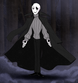 Haha look at how crappy this bg is :”D plus Gaster has lil’ to none shading at all but shhhhhhhhhh, I have no more patience for this pic.So like, this is my design for him before the accident (I love those headcracks so they’re staying af)