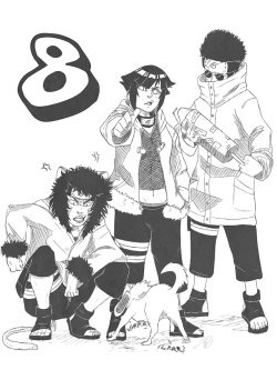 ‘Get ready bitches, ‘cuz Team 8 is here!!’I wanted to draw what I think that Team 8′s RTN!designs would be when they were still genin lol I imagin that this is when they’re introduced in the Chuunin exams. Instead of Naruto making a scene,