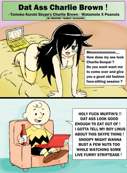 jmantime:    Dat Watamote Ass Charlie Brown - Tomoko Kuroki Skype’s Charlie Brown - Watamote meets The Peanuts - i haven’t drawn tomoko in a while , lol     私がモテないのはどう考えてもお前らが悪い!     