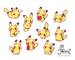 jenni-illustrations:  When you draw 1 Pikachu….U gotta draw a whole bunch &lt;3  haha ˚✧₊⁎≧(´▽｀)≦⁎⁺˳✧༚Follow Me (ᅌᴗᅌ* )Facebook: https://www.facebook.com/Jenni.IllustrationsInstagram: @jennillustrationsTwitter: @jennibunbun