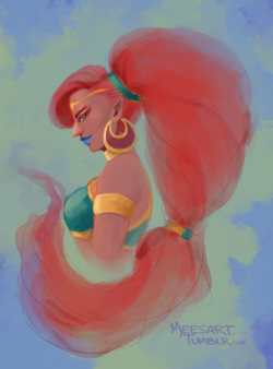 meesart:I did this like a week ago when I came across this old drawing of a Gerudo I did back in 2004, and I thought it appropriate to redraw it as Urbosa from BoTW.