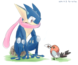fu-setsu:  &ldquo;…Is this a letter to me?&rdquo; I get too excited about Greninja’s confirmation. 