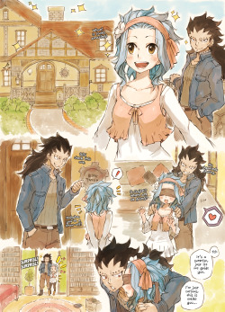 rboz:  prompt 4 - daydreamsYou dorks, just say it out loud dammit. Gajeel’s dream of building an iron house inspired me for this prompt and I wanted something really cute, so why not both daydreaming of the same thing? The guest appearances this time