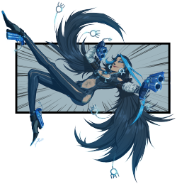 denimecho:  Bayonetta’s battle theme reminds me too much of ORAS Shelly. Hence this little art trade with Bea.   &lt;3 &lt;3 &lt;3