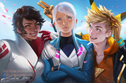 sakimichan:  Candela Blanche and spark finally done ! group piece of the gym leaders from pokemonGo , finally phew U_UPSD+high res,steps,vidprocess etc&gt;https://www.patreon.com/posts/pokemon-go-trio-6837368 