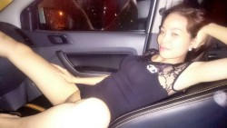 mylustfulwife:  My wife in the car 🚗.