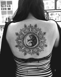fuckyeahtattoos:  Added to my cat yin yang with a mandala around it, done by Tony Silva at Electric Arrow Tattoo on LI, NY.