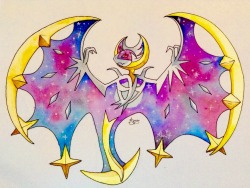 prince-goldfish:  Lunaala, the Pokemon Moon Legendary! Done traditionally in ink and watercolor. It has such a gorgeous design!  (The lighting in my room is terrible for colored Art photos I’m sorry.) 😖✨ 